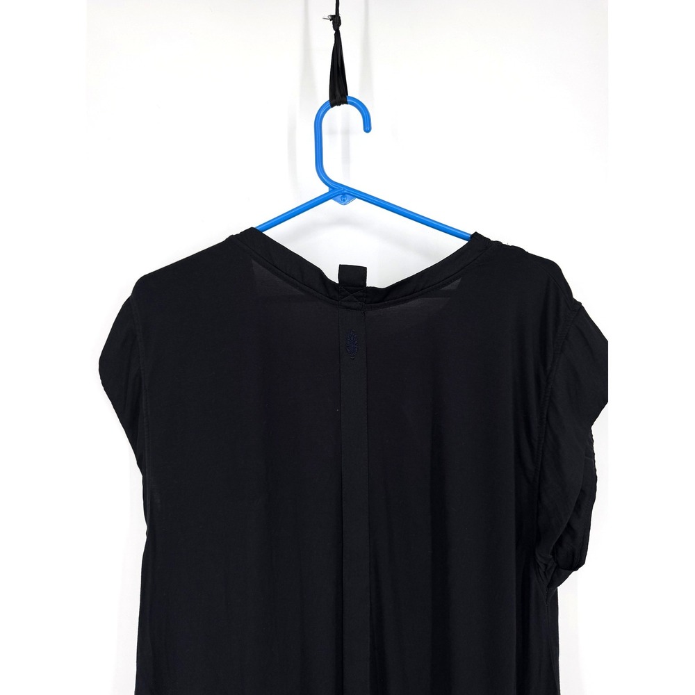 Free People Kismet Black Asymmetrical Button Mini Dress Raw Hem XS OB1412981 - Picture 9 of 12